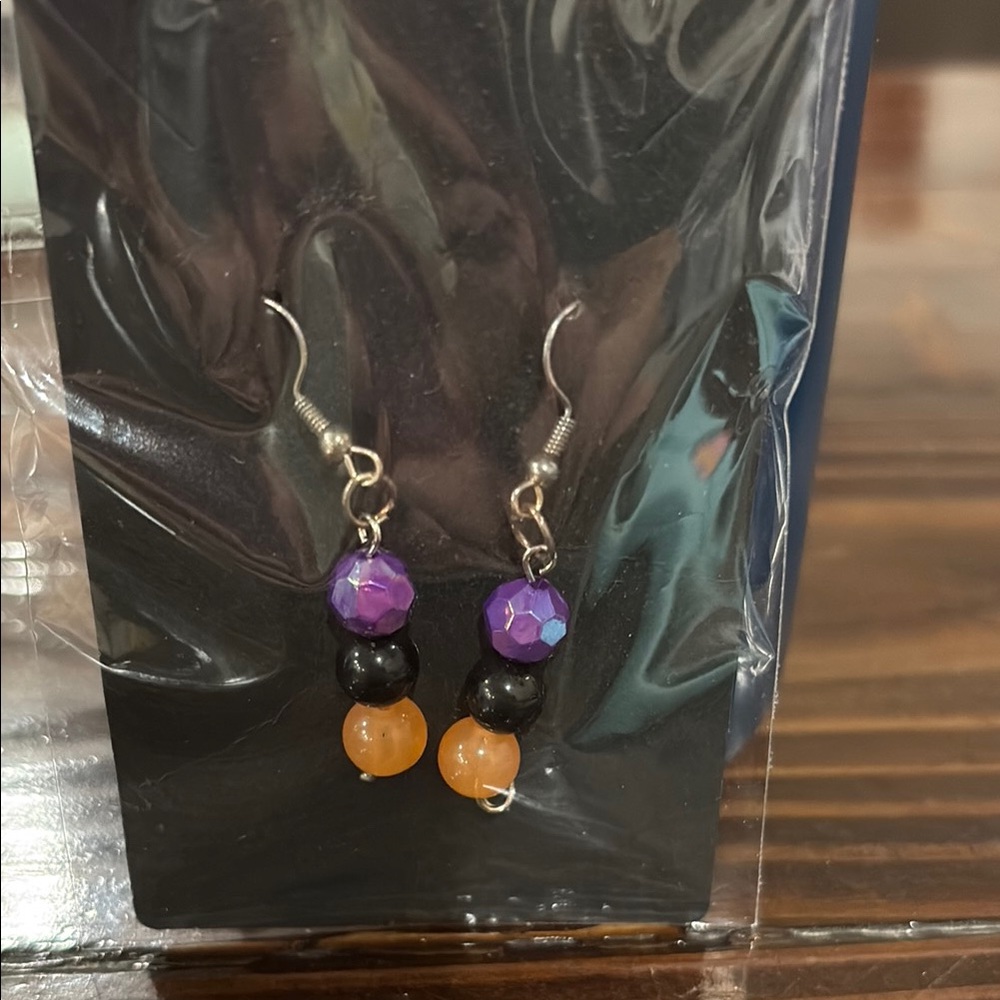 Elegant Purple and Orange Beaded Earrings